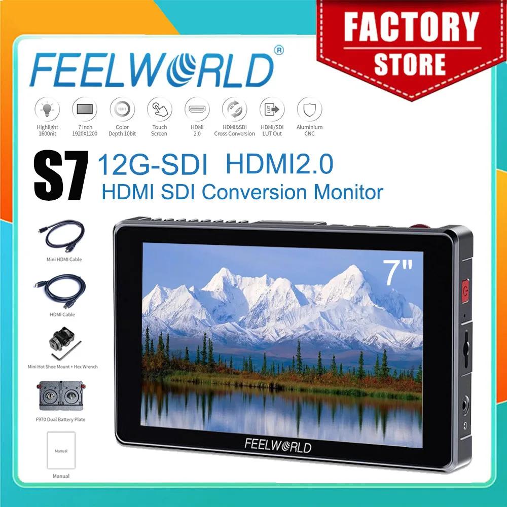 FEELWORLD 7 ġ , 12G-SDI HDMI2.0, 4K HDMI, HDR, 3D LUT, ֵ 1600nit ġũ, S7